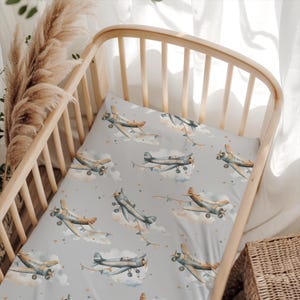Airplane aviator planes flying Personalized Baby crib sheet flight nursery for baby shower gift for expecting moms