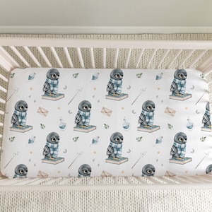 Raven wizard magical nursery themed baby crib sheet for babies room