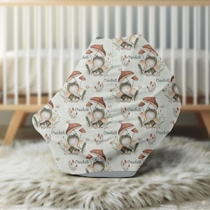 Funda de asiento de coche para bebé personalizada y funda de lactancia para asiento de coche de bebé o madres lactantes con diseño de rana y hongo elefante