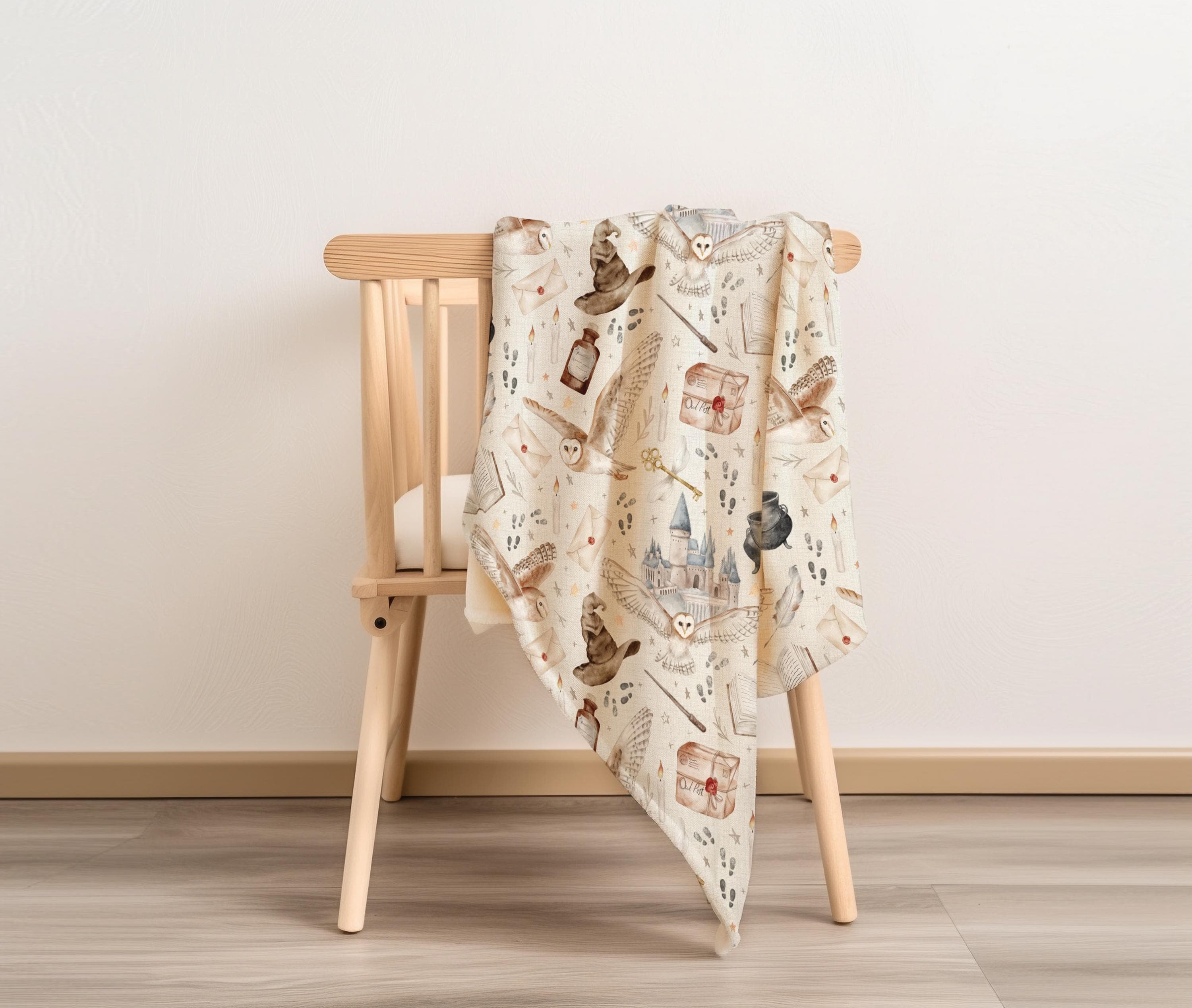 Wizarding World Baby Blanket, Owl Mail, Magic House Nursery Decor