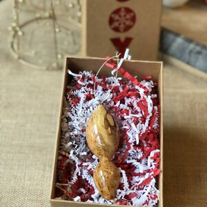 Wooden Cherry Burl Christmas Tree Ornament