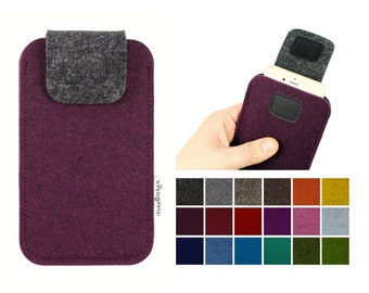 Smartphone Tasche aus Merino-Wollfilz | passend für Samsung, Sony, Huawei, Nokia, LG u.a. | Handytasche Filz | Handyhülle Filz | Hülle Handy