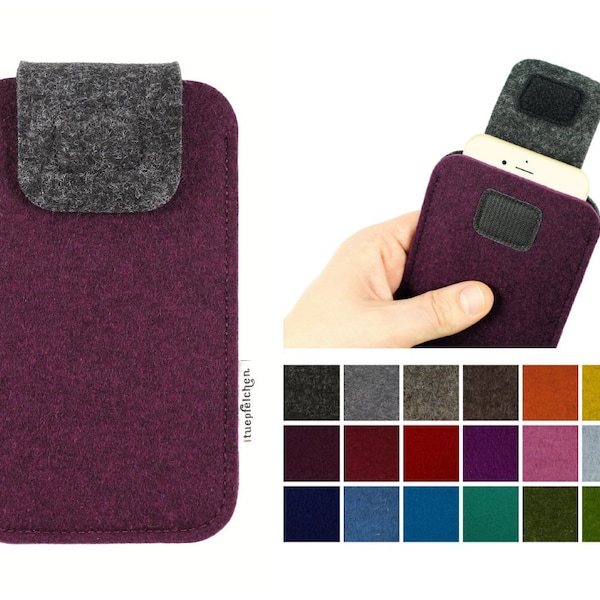 Smartphone Tasche aus Merino-Wollfilz | passend für Samsung, Sony, Huawei, Nokia, LG u.a. | Handytasche Filz | Handyhülle Filz | Hülle Handy