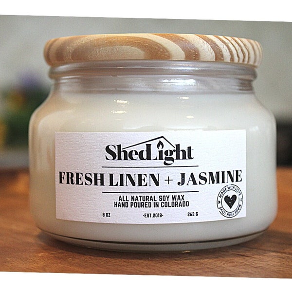 Fresh Linen + Jasmine fragrance Floral & Fresh Clean Soy Candle