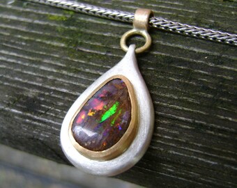 Boulderopal pendant/Silver, gold