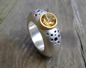 Ring Citrine hole Silver/Gold