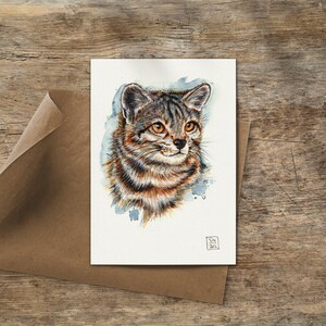 Dipinto originale ad acquerello formato A5 Gatto delle Ande / Leopardus Jacobita Disegno fatto a mano Ritratto ad acquerello unico dipinto a mano
