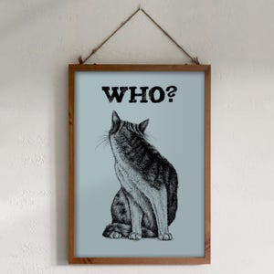 Téléchargement XXL • Pour qui ? • affiche carte postale drôle de chaton mignon Sandra Mahn dessin à la plume peinture art mural vétérinaire vétérinaire funky noir retournez-vous