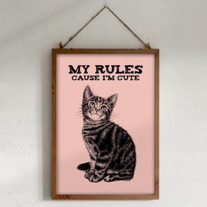 Téléchargement XXL • Mes règles • drôle de chaton mignon poster carte postale Sandra Mahn dessin à la plume peinture art mural vétérinaire vétérinaire funky noir fou