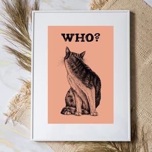 Téléchargement XXL • Pour qui ? • affiche carte postale drôle de chaton mignon Sandra Mahn dessin à la plume peinture art mural vétérinaire vétérinaire funky noir retournez-vous