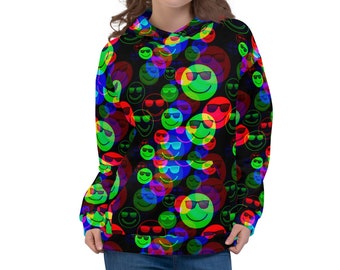 RGB Shaded Smile Glitch Light-Weight Pullover Hoodie