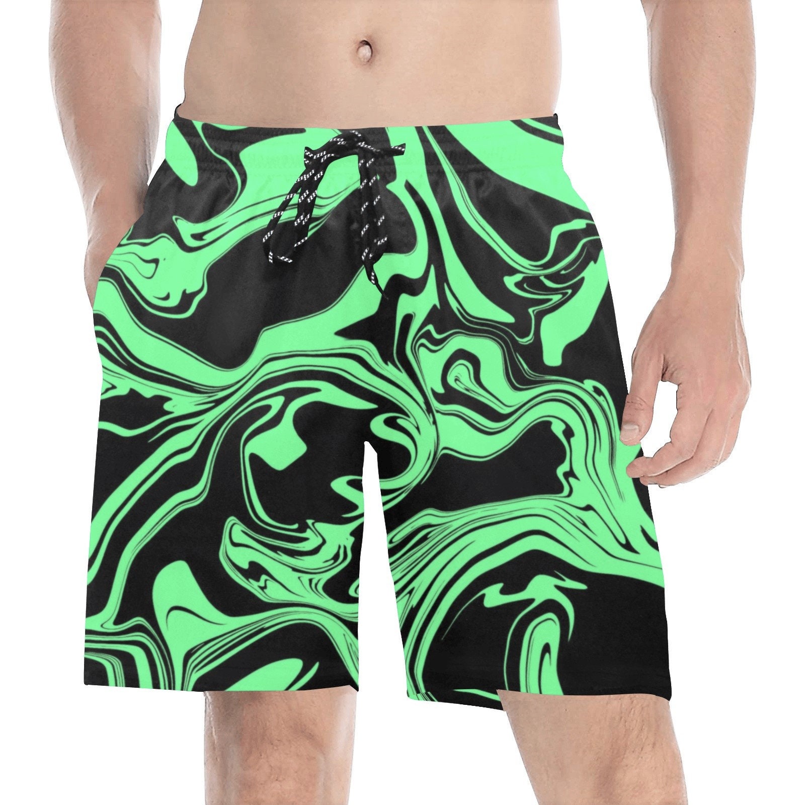 SUPREME Swimming Graffiti Casual Shorts Green Regular Mens M W30