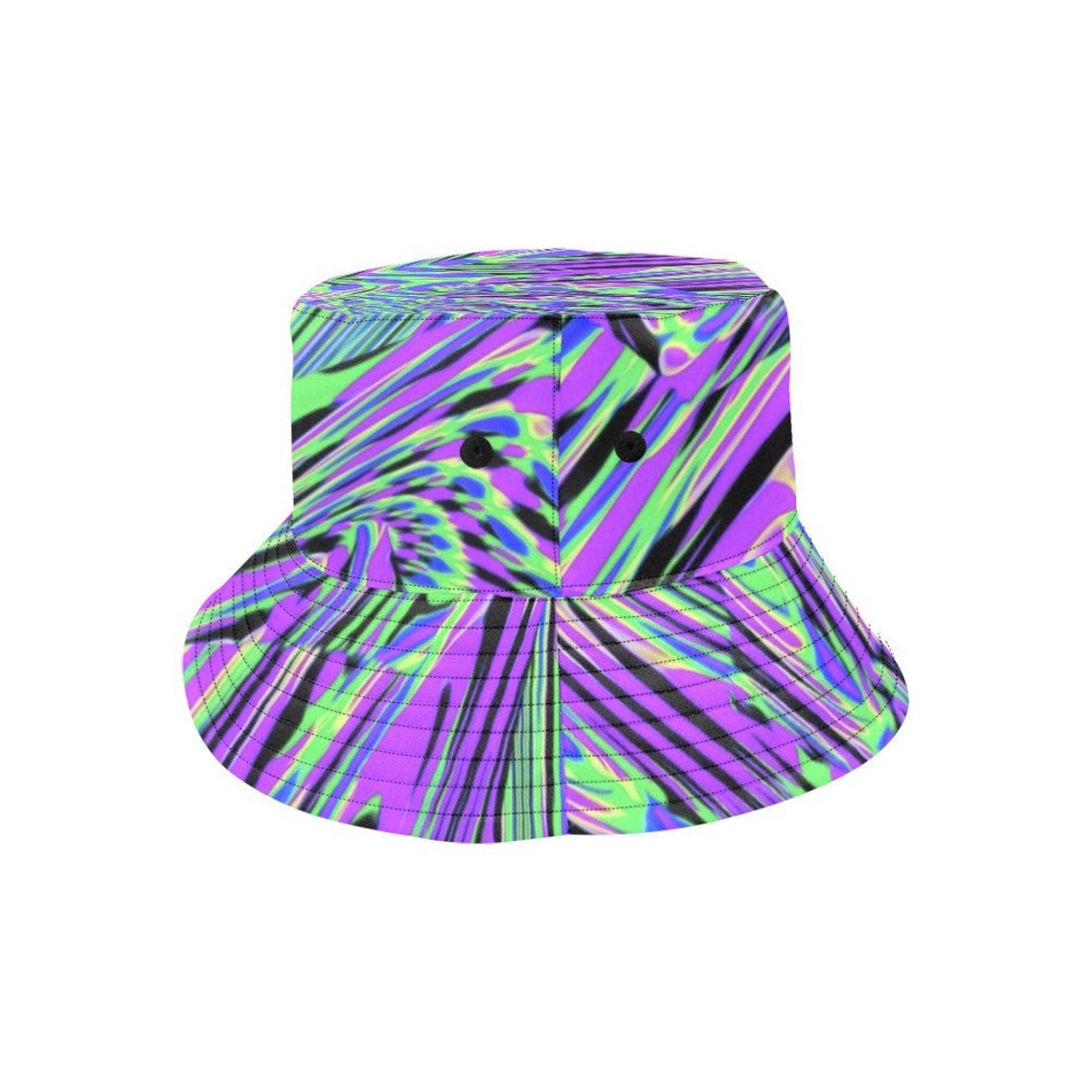 Purple Rave Fractal Bucket Hat Uv Blacklight Reactive Etsy