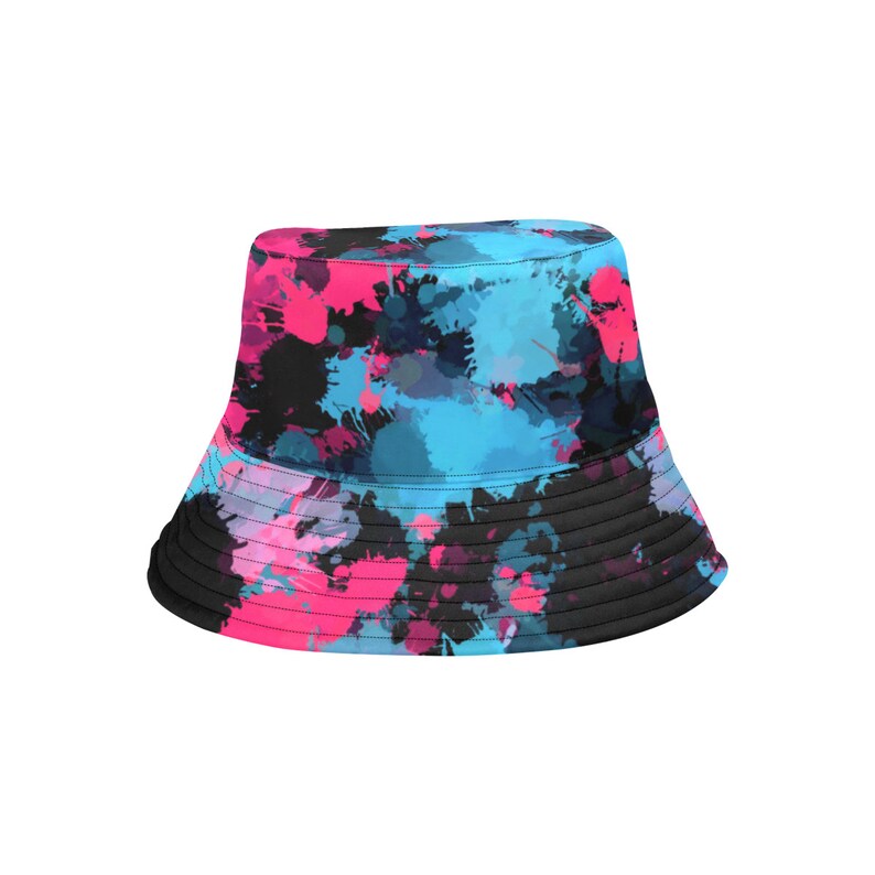 Pink and Blue Paint Splatter Bucket Hat Etsy