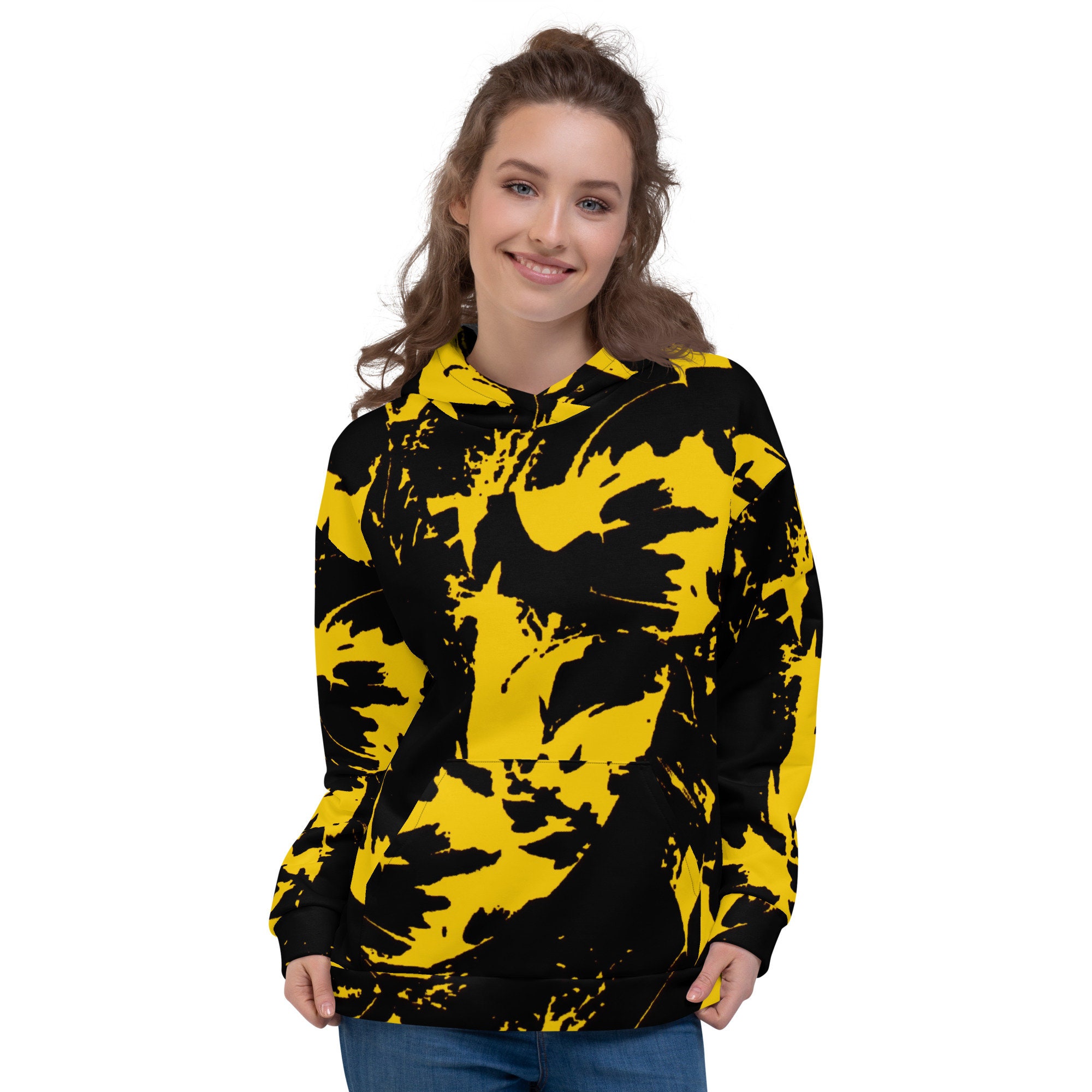 Black and Yellow Paint Splatter Graffiti Pullover Hoodie - Etsy