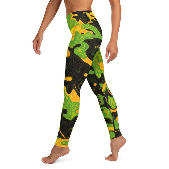 Green and Orange Rave Camo Yoga Leggings - Etsy
