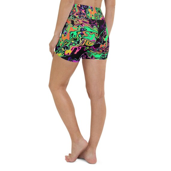 Radioactive Spill Rave Ready Yoga Shorts w/ Inside Pocket