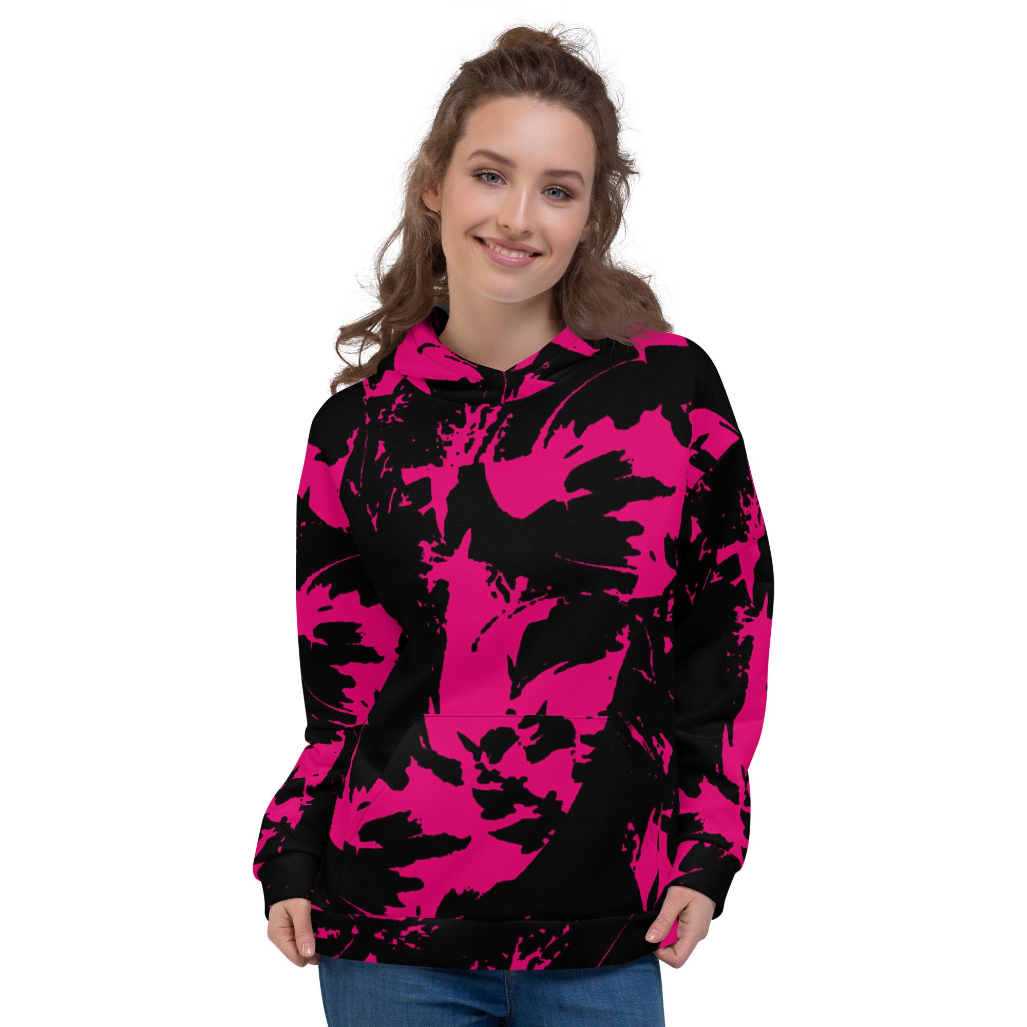 Pink and Black Paint Splatter Graffiti Pullover Hoodie - Etsy