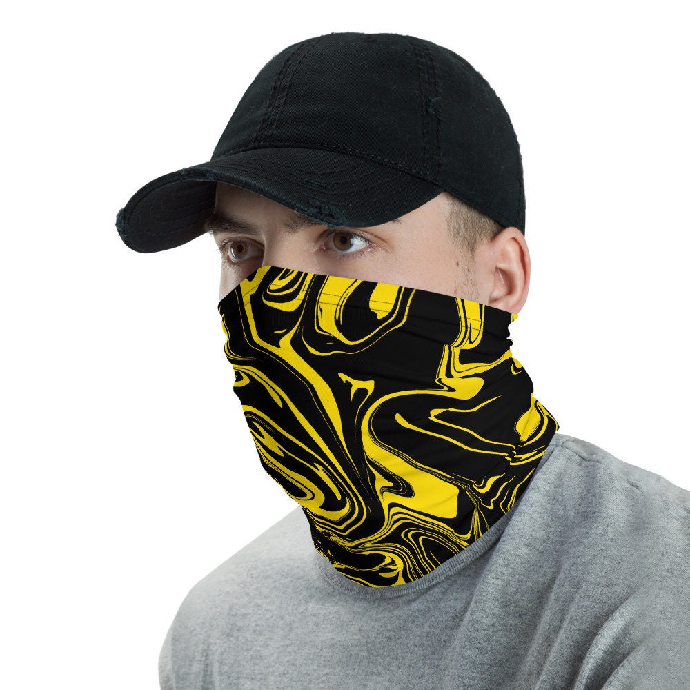 Black and Yellow Oil Spill Neck Gaiter Mask | Etsy