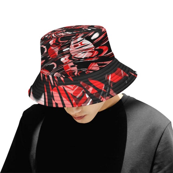 Trippy Red and Black Bucket Hat - Etsy