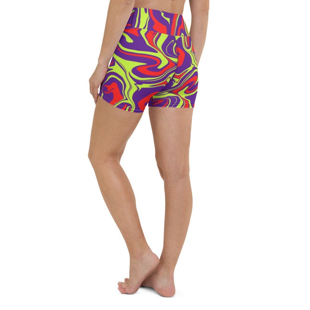 80s Moon Melt Rave Ready Yoga Shorts W/ Inside Pocket - Etsy