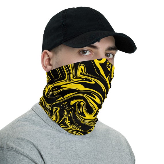 Black and Yellow Oil Spill Neck Gaiter Mask | Etsy