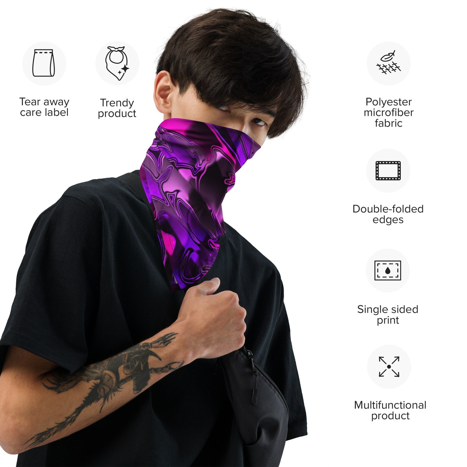 Pink and Purple Chromatic Melt Rave Bandana - Etsy