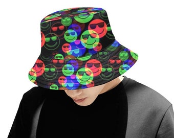 RGB Shaded Smile Glitch Bucket Hat