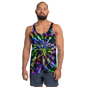 Regenbogen Glitch Rave Ready Unisex Tank Top