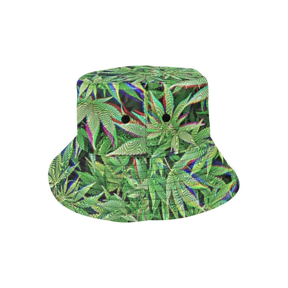 Trippy Weed Print Bucket Hat UV Blacklight Reactive - Etsy