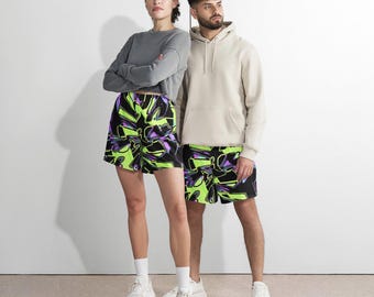 6.3" Inseam Hypno Chrome Psychedelic Rave Shorts - UPF50+ Protection