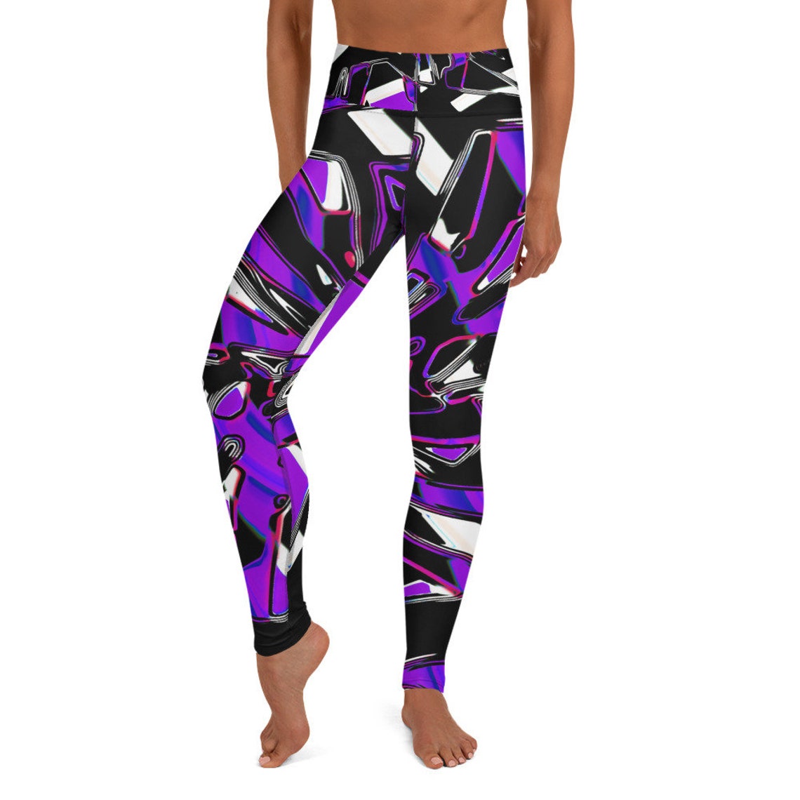 Purple Hypnotic Chrome Yoga Leggings | Etsy