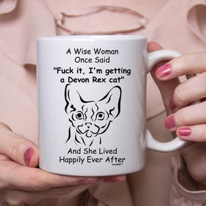 Funny Devon Rex Cat Gift For Women White Coffee Mug 11oz