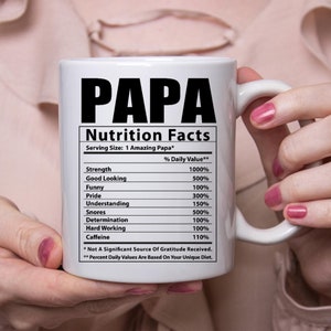 Funny Papa Gifts Nutritional Facts White Coffee Mug 11oz