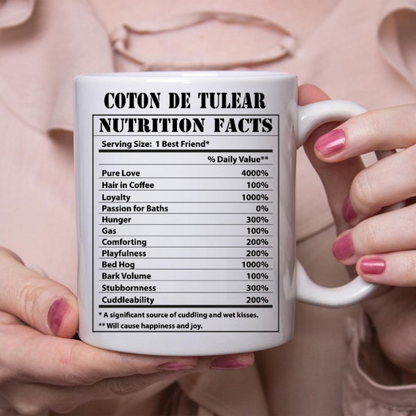 Funny Coton De Tulear Gifts Nutritional Facts White Coffee Mug 11oz