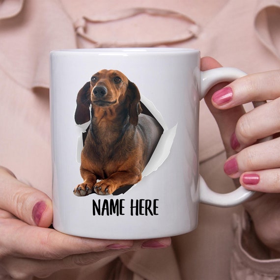 Funny Personalized Dachshund Grey Apricot Custom Name Coffee Mug