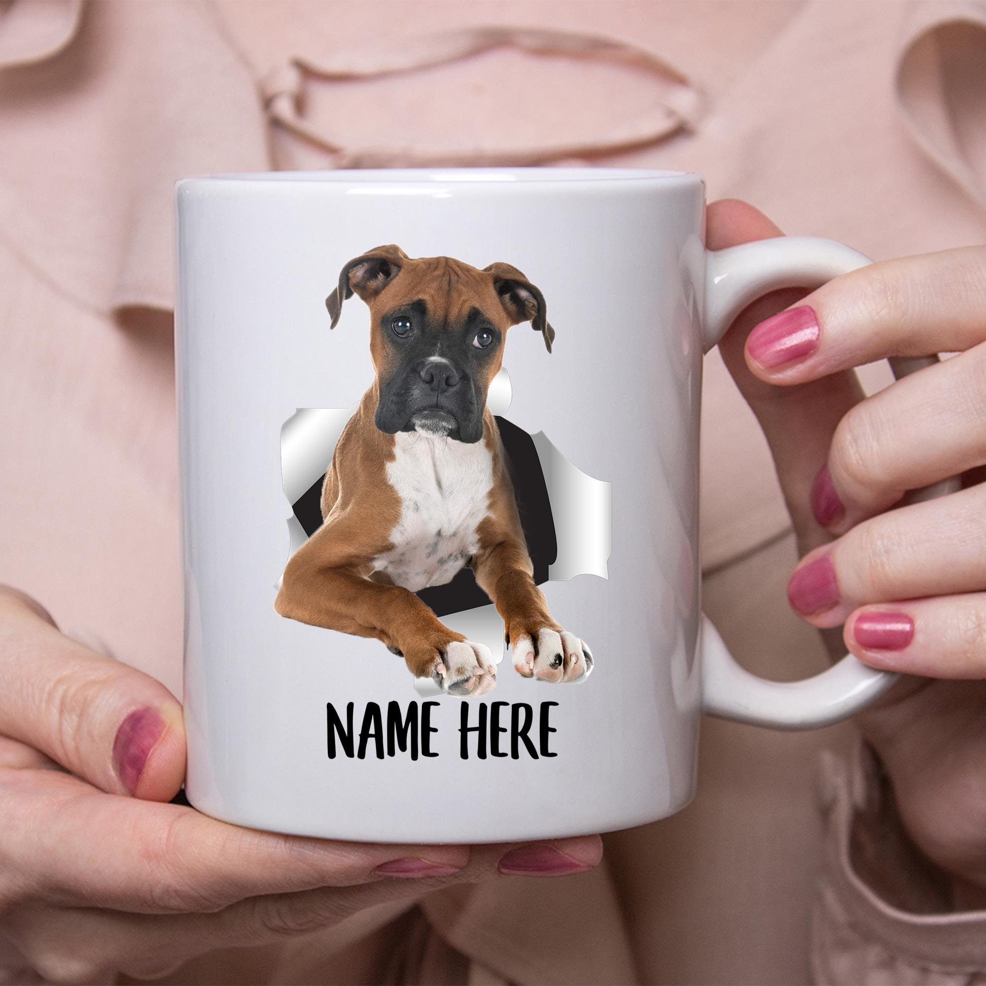 Funny Personalized Boxer Brown Fawn Custom Name Coffee Mug - Etsy