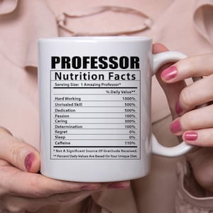 Funny Professor Nutritional Facts White Coffee Mug 11oz