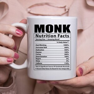 Funny Monk Nutritional Facts White Coffee Mug 11oz