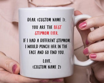 Personalized Gifts for Stepmom, Custom Name Gift for Women, Funny Mothers Day Gift Coffee Mug 11oz