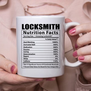 Funny Locksmith Nutritional Facts White Coffee Mug 11oz