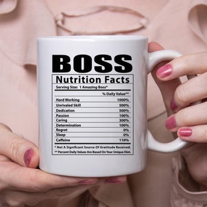 Funny Boss Nutritional Facts White Coffee Mug 11oz