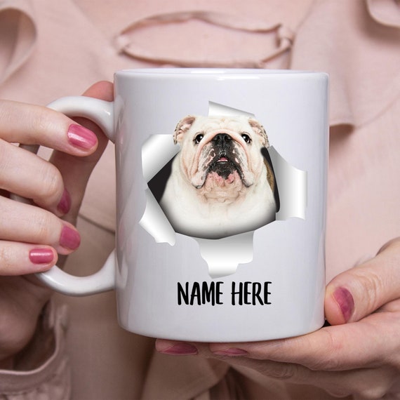 Funny Personalized English Bulldog Brindle Custom Name Coffee Mug