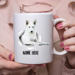 Funny Personalized White Shepherd White Custom Name White Coffee Mug 11oz