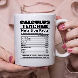 Funny Calculus Teacher Nutritional Facts White Coffee Mug 11oz