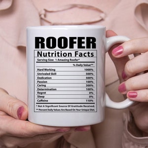 Funny Roofer Nutritional Facts White Coffee Mug 11oz
