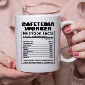 Funny Cafeteria Worker Nutritional Facts White Coffee Mug 11oz