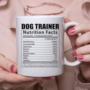 Funny Dog Trainer Nutritional Facts White Coffee Mug 11oz