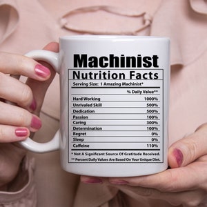 Funny Machinist Nutrition Facts White Mug 11 Oz