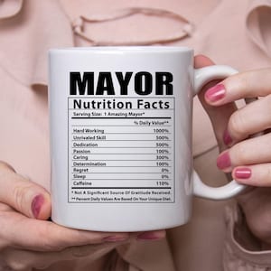 Funny Mayor Nutritional Facts White Coffee Mug 11oz